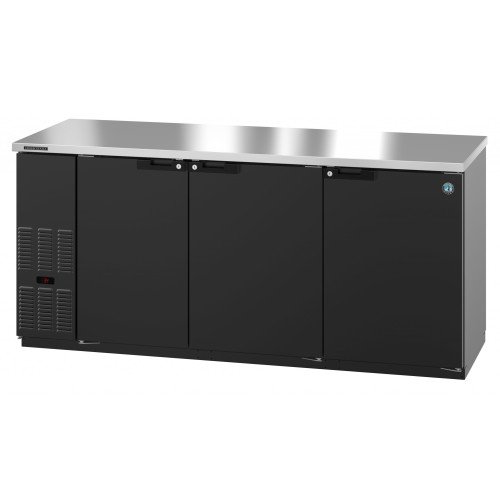 Hoshizaki BB80 80(w) inch (3)Solid Door(s) Back Bar Refrigerator, Side Mount, Black Vinyl, 28.74Cu.ft, (6)Shelve(s), 1/3hp, 115v/60/1, ETL Listed