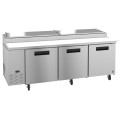 Hoshizaki PR93B 93(w) inch (3)Solid Door(s) Pizza Prep Table, 30.17Cu.ft, (6)Shelve(s), (12)1/3 Pan(s), Casters, 1/3hp, 115v/60/1, ETL Listed, ENERGY STAR®