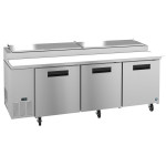 Hoshizaki PR93B 93(w) inch (3)Solid Door(s) Pizza Prep Table, 30.17Cu.ft, (6)Shelve(s), (12)1/3 Pan(s), Casters, 1/3hp, 115v/60/1, ETL Listed, ENERGY STAR®