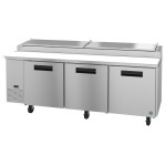 Hoshizaki PR93B 93(w) inch (3)Solid Door(s) Pizza Prep Table, 30.17Cu.ft, (6)Shelve(s), (12)1/3 Pan(s), Casters, 1/3hp, 115v/60/1, ETL Listed, ENERGY STAR®