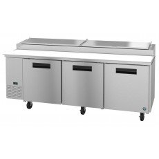 Hoshizaki PR93B 93(w) inch (3)Solid Door(s) Pizza Prep Table, 30.17Cu.ft, (6)Shelve(s), (12)1/3 Pan(s), Casters, 1/3hp, 115v/60/1, ETL Listed, ENERGY STAR®