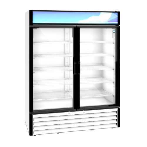 Hoshizaki RM-49-HC-WHT 60(w) inch (2)Glass Door(s) Bottom Mount Merchandiser Refrigerator, White, 42.61Cu.ft, (10)Shelves(s), 1/2hp, 115v/60/1, UL Listed