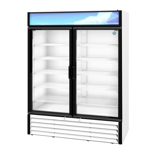 Hoshizaki RM-49-HC-WHT 60(w) inch (2)Glass Door(s) Bottom Mount Merchandiser Refrigerator, White, 42.61Cu.ft, (10)Shelves(s), 1/2hp, 115v/60/1, UL Listed