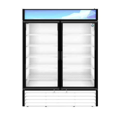Hoshizaki RM-49-HC-WHT 60(w) inch (2)Glass Door(s) Bottom Mount Merchandiser Refrigerator, White, 42.61Cu.ft, (10)Shelves(s), 1/2hp, 115v/60/1, UL Listed
