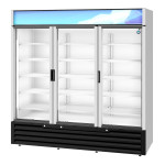 Hoshizaki RM-65-HC 78(w) inch (3)Glass Door(s) Bottom Mount Merchandiser Refrigerator, Silver, 56.04Cu.Ft, (15)Shelve(s), (2)1/3hp, 115v/60/1, UL Listed, ENERGY STAR®