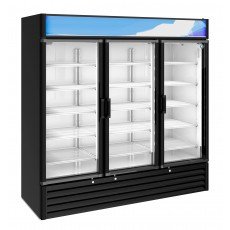 Hoshizaki RM-65-HC-BLK 78(w) inch (3)Glass Door(s) Bottom Mount Merchandiser Refrigerator, Black, 56.04Cu.Ft, (15)Shelve(s), (2)1/3hp, 115v/60/1, UL Listed