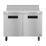 Hoshizaki SR48B-12 48(w) inch (2)Solid Door(s) Refrigerated Standard Top Sandwich Prep Table,13.66Cu.ft, (2)Shelve(s), (12)1/6 Pan(s), Casters, 1/5hp, 115v/60/1, ETL Listed