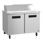 Hoshizaki SR48B-12 48(w) inch (2)Solid Door(s) Refrigerated Standard Top Sandwich Prep Table,13.66Cu.ft, (2)Shelve(s), (12)1/6 Pan(s), Casters, 1/5hp, 115v/60/1, ETL Listed