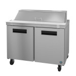 Hoshizaki SR48B-12 48(w) inch (2)Solid Door(s) Refrigerated Standard Top Sandwich Prep Table,13.66Cu.ft, (2)Shelve(s), (12)1/6 Pan(s), Casters, 1/5hp, 115v/60/1, ETL Listed