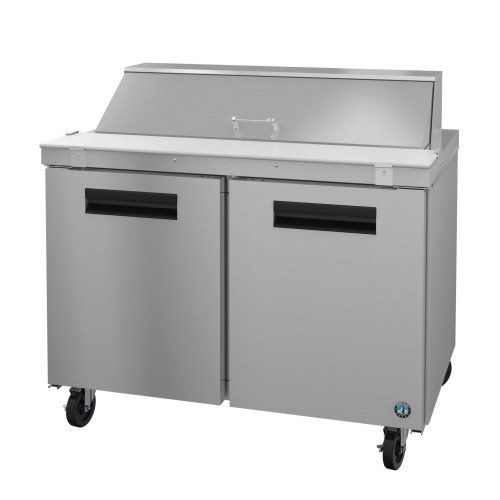 Hoshizaki SR48B-12 48(w) inch (2)Solid Door(s) Refrigerated Standard Top Sandwich Prep Table,13.66Cu.ft, (2)Shelve(s), (12)1/6 Pan(s), Casters, 1/5hp, 115v/60/1, ETL Listed