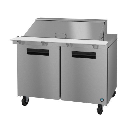 Hoshizaki SR48B-18M 48(w) inch (2)Solid Door(s) Refrigerated Mega Top Sandwich Prep Table, 13.66Cu.ft, (2)Shelve(s), (18)1/6) Pan(s), Casters, 1/5hp, 115v/60/1, ETL Listed