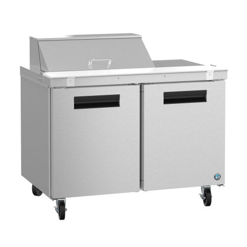 Hoshizaki SR48B-8 48(w) inch (2)Solid Door(s) Refrigerated Standard Top Sandwich Prep Table,12Cu.ft, (2)Shelve(s), (8)1/6 Pan(s), Casters, 1/5hp, 115v/60/1, ETL Listed