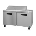 Hoshizaki SR60B-12 60(w) inch (2)Solid Door(s) Refrigerated Standard Top Sandwich Prep Table, 14.8Cu.ft, (2)Shelve(s), (12)1/6 Pan(s), Casters, 1/3hp, 115v/60/1, ETL Listed