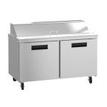 Hoshizaki SR60B-16 60(w) inch (2)Solid Door(s) Refrigerated Standard Top Sandwich Prep Table, 14.8Cu.ft, (2)Shelve(s), (16)1/6 Pans, Casters, 1/3hp, 115v/60/1, ETL Listed