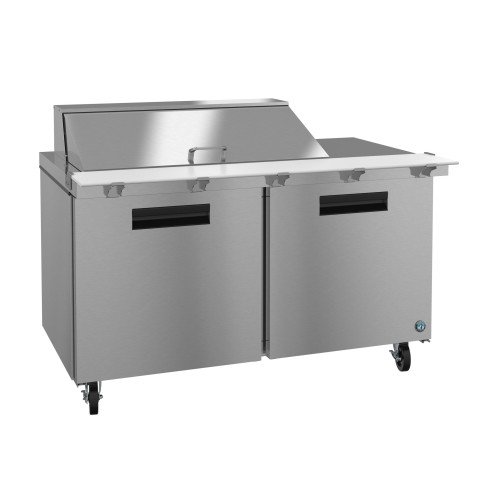 Hoshizaki SR60B-18M 60(w) inch (2)Solid Door(s) Refrigerated Mega Top Sandwich Prep Table, 14.8Cu.ft, (2)Shelve(s), (18)(1/6) Pan(s), Casters, 1/3hp, 115v/60/1, ETL Listed