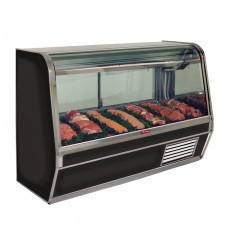 Howard-McCray SC-CMS32E-6C-BE-LED 74 inch Curved Glass Refrigerated Red Meat Service Case, Black, Self-Contained