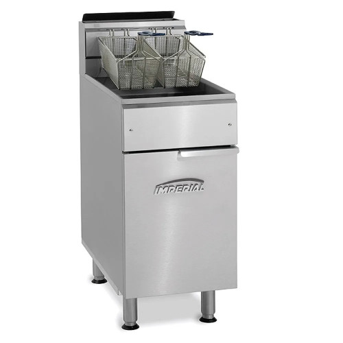 Imperial IFS-75 Deep Fryers, 19.5(w) inch, (75)lb(s) Oil Capacity, Floor Model, (5)Tub Fired Burner(s), (2)Basket(s), 175k Total BTU/Hr, NSF Listed 