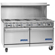 Imperial IR-10 Pro Series Restaurant Gas Ranges, 60(w) inch(w), (10)Open Burner(s), (2)Standard Oven(s), Natural Gas, 390k Total BTU/Hr, NSF Listed