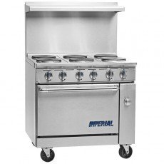Imperial IR-2-G24T-E Pro Series Restaurant Ranges, Electric, 36(w) inch, (2)Round Element(s), 24(w) inch Griddle,10kw, 42amps, 240v/60/1-ph, ETL Listed