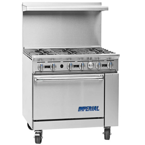Imperial IR-6-C Pro Series Restaurant Ranges, 36(w) inch, (6)Open Burner(s), (1)Convection Oven(s), Natural Gas, 227k Total BTU/Hr, NSF Listed