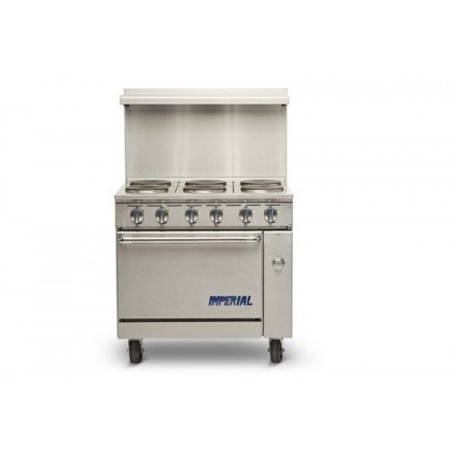 Imperial IR-6-E Pro Series Restaurant Electric Ranges, 36(w) inch, (6)Round Plate Element(s), (1)Standard Oven(s), 84amps, 208v/60/1-ph, ETL Listed