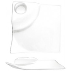 ITI Elite™ EL-1000 10 inch Square Party Plate WITH 2.5oz well, Bright White, Porcelain, 6 each
