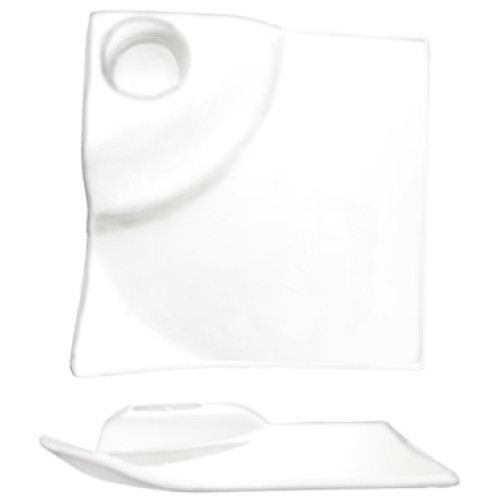 ITI Elite™ EL-1000 10 inch Square Party Plate WITH 2.5oz well, Bright White, Porcelain, 6 each