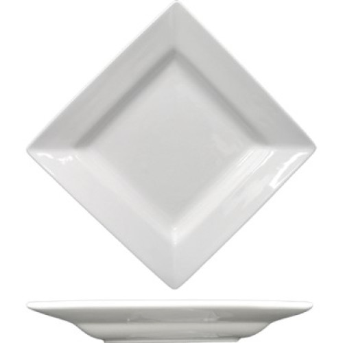 ITI Elite™ EL-212 11-5/8 inch Deep Square Plate, Bright White, Porcelain, 12 each