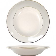 ITI Florentine™ FL-3GF 8-1/4 inch 12oz Deep Rim American White – Gold Band Soup Bowl, Vitrified Stoneware, 24 each