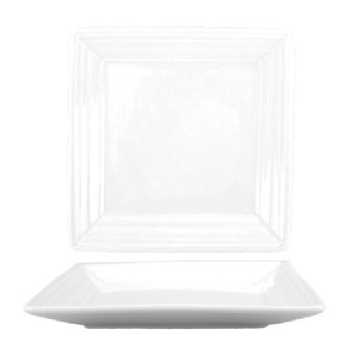 ITI Marzano™  MZ-99 9-3/4 inch Square Rim Plate, Porcelain, Bright White, 24 each