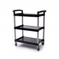 Libertyware BC1632 3-Shelf NSF Listed Plastic Bussing Cart with Casters, 330 lb Capacity, Black