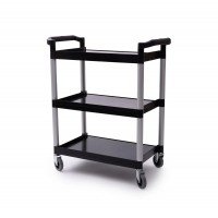 Libertyware BC1632 3-Shelf NSF Listed Plastic Bussing Cart with Casters, 330 lb Capacity, Black