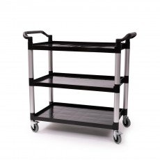 Libertyware BC2040 3-Shelf NSF Listed Plastic Bussing Cart with Casters, 330 lb Capacity, Black