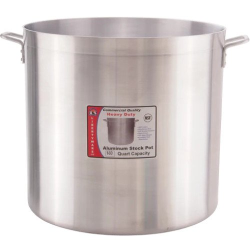 Libertyware POT160H Heavy Duty Stock Pot, 160qt Capacity, Aluminum, 6mm Thickness,  NSF Listed, 30.5(w) x 24.25(d) x 22(h) inch