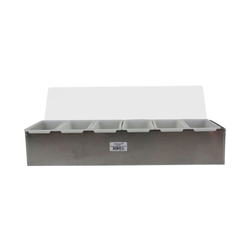 Libertyware SSCH6 Condiment Dispensers, (6)Compartment(s), Stainless Steel, 18-1/4(w) x 6(d) x 5-3/8(h) inch