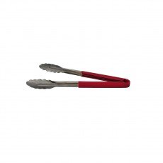 Libertyware T12P-RD 12 Inch Stainless Steel Tongs with Red Coated Handle – Pack of 4 for Commercial Kitchen Use