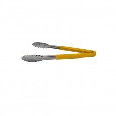 Libertyware T12P-YL 12 Inch Stainless Steel Tongs with Yellow Coated Handle – Pack of 4 for Commercial Kitchen Use