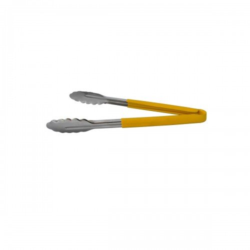 Libertyware T12P-YL 12 Inch Stainless Steel Tongs with Yellow Coated Handle – Pack of 4 for Commercial Kitchen Use