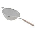 Libertyware WHSSM10 10 inch Stainless Steel Single Medium Mesh Strainer with Wood Handle