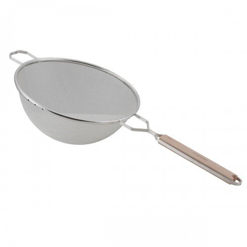Libertyware WHSSM10 10 inch Stainless Steel Single Medium Mesh Strainer with Wood Handle
