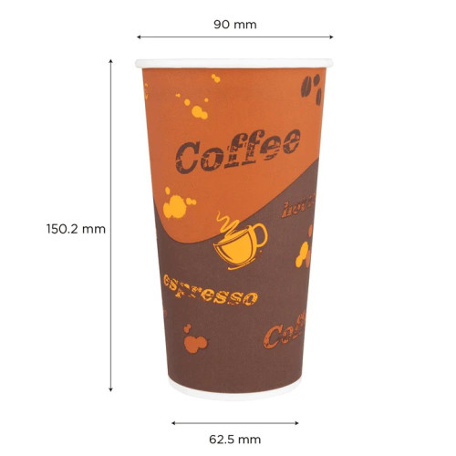 Karat® C-K520 20oz Coffee Print Paper Hot Cup, 600/cs, 1 each