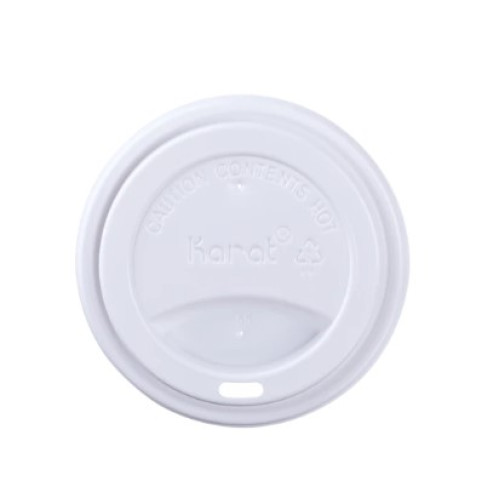 Karat® C-KDL516W-PP 90mm Black PP Sipper Dome Lids. Fit 10-24oz Hot Paper Cup, 1000/cs, 1 each