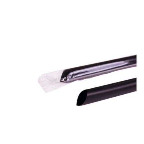 Karat® C9060S(Black) 9 inch Boba Straws, Poly Wrapped , Black Solid Color, Diagonal Cut, 10mm, 1600 each