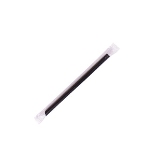 Karat® C9060S(Black) 9 inch Boba Straws, Poly Wrapped , Black Solid Color, Diagonal Cut, 10mm, 1600 each