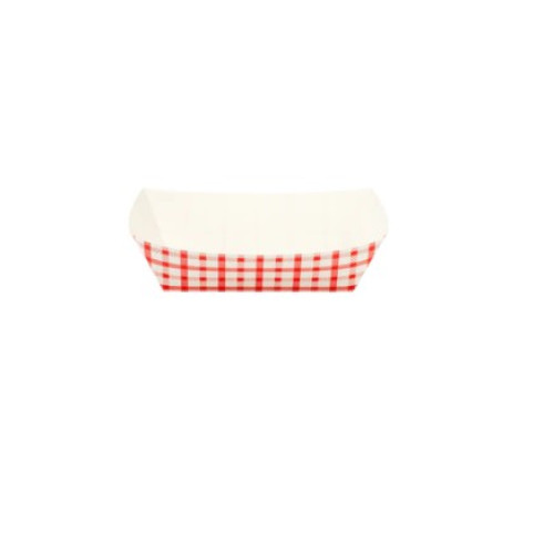 Karat® FP-FT250G 2.5lb Paper Food Tray, Shepherd Check (Red), 500 each