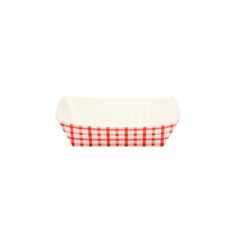 Karat® FP-FT300G 3.0lb Paper Food Tray, Shepherd Check (Red), 500 each