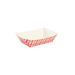 Karat® FP-FT300G 3.0lb Paper Food Tray, Shepherd Check (Red), 500 each