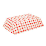 Karat® FP-FT500G 5lb Paper Food Tray, Shepherd Check (Red), 500 each