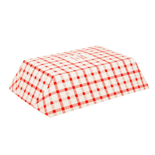Karat® FP-FT500G 5lb Paper Food Tray, Shepherd Check (Red), 500 each