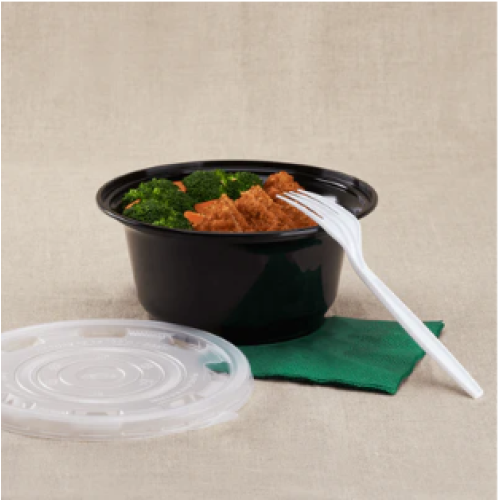 Karat® FP-IMB36B 36oz Black PP Plastic Injection Molding Bowl, Microwavable, 300/cs, 1 each